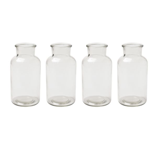 Glasflasche Vase Apothekerflasche klein, ca. Ø 6,8 cm, H 12,7 cm, 250 - 300 ml, 4 Stück