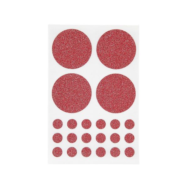 Kreise rot Glitzer, selbstklebend, 88 Stück