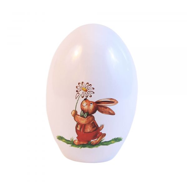 Blechdose Ei mit Hasenmotiv zum Hinstellen, ca. 9,4 x 9,4 x 13,8 cm
