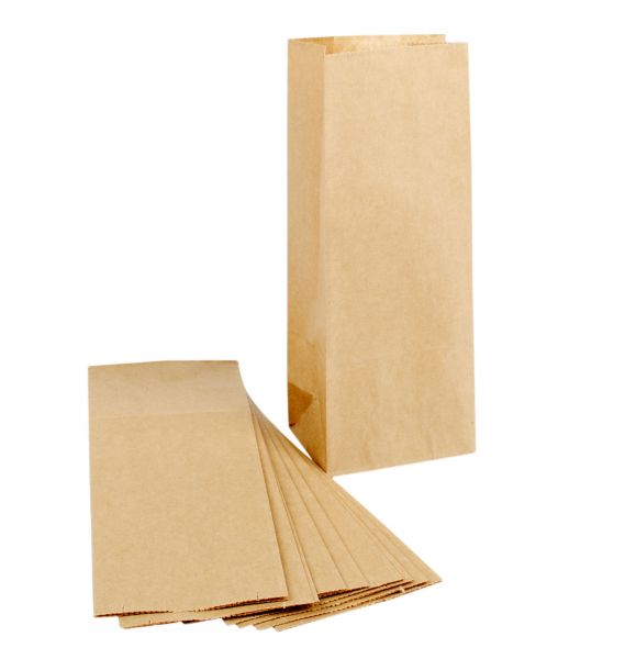Kraftpapier-Tüten braun 10 x 6,5 x 27 cm, 100 Stück