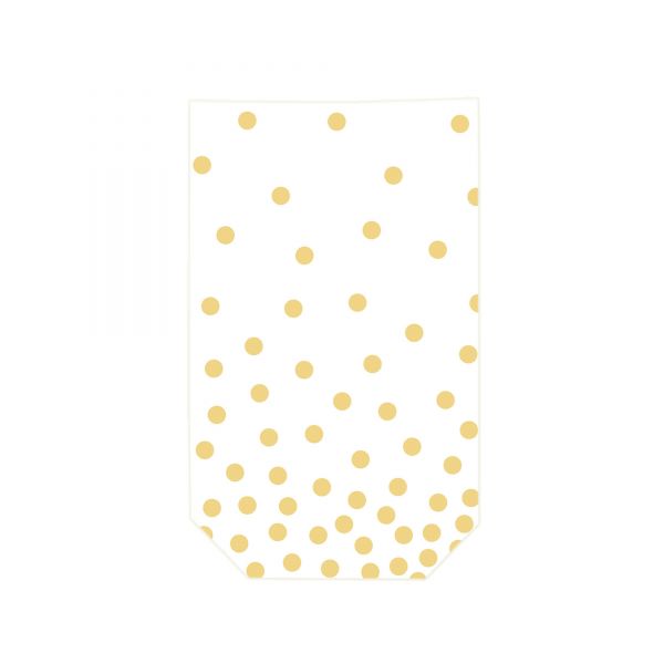 Folienbeutel weiß mit goldenen Punkten, ca. 11,5 x 19 cm, 10 Stück, inkl. Verschlussclips