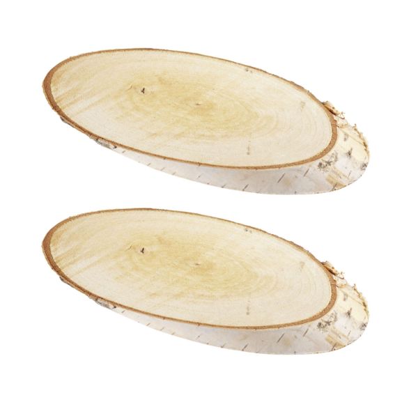 Holzscheiben oval, Birke, ca. 9 cm, 2 Stück