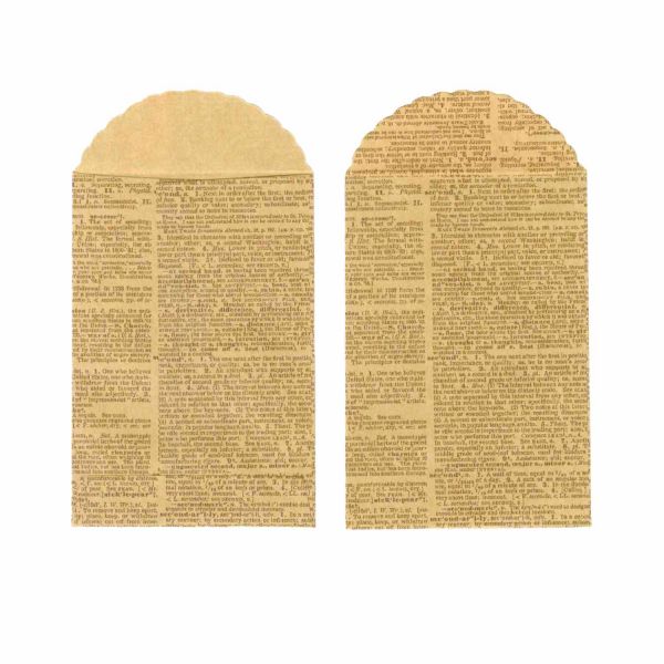 Papierhülle Mini, Motiv Buchseite, ca. 7 x 10 + 2,5 cm