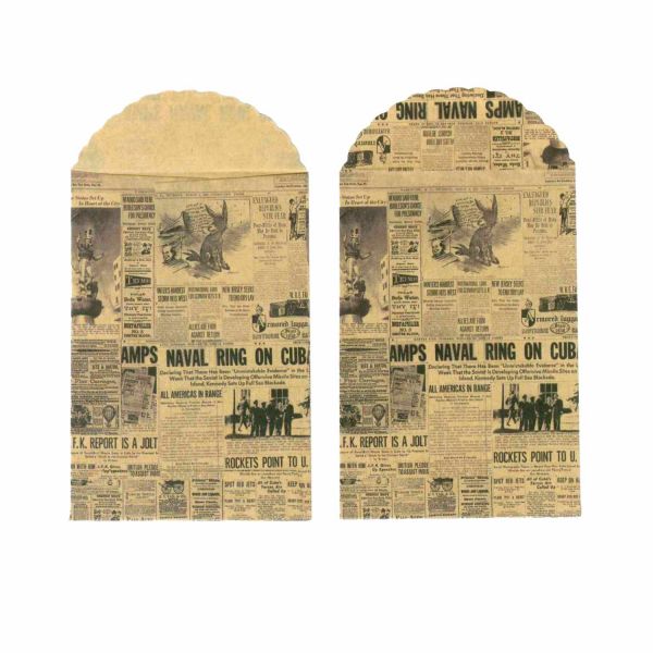 Papierhülle Mini, Motiv Zeitung, ca. 7 x 10 + 2,5 cm