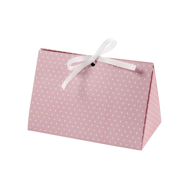 Geschenkbox 15 x 7 x 8 cm, Alt-Rosa mit weißen Punkten, 3 Stück
